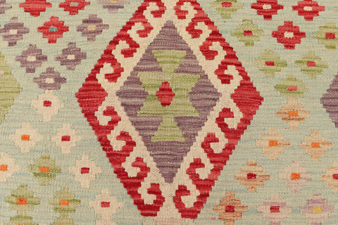 handmade Geometric Kilim Blue Purple Hand-Woven RECTANGLE 100% WOOL area rug 9 x 12