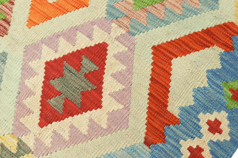 Flat Weave Kilim Antique Navaho Vintage handmade Geometric Kilim Rust Blue Hand-Woven Rectangle 100% Wool Area Rug 10x13 