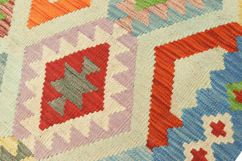 handmade Geometric Kilim Rust Blue Hand-Woven RECTANGLE 100% WOOL area rug 10 x 13