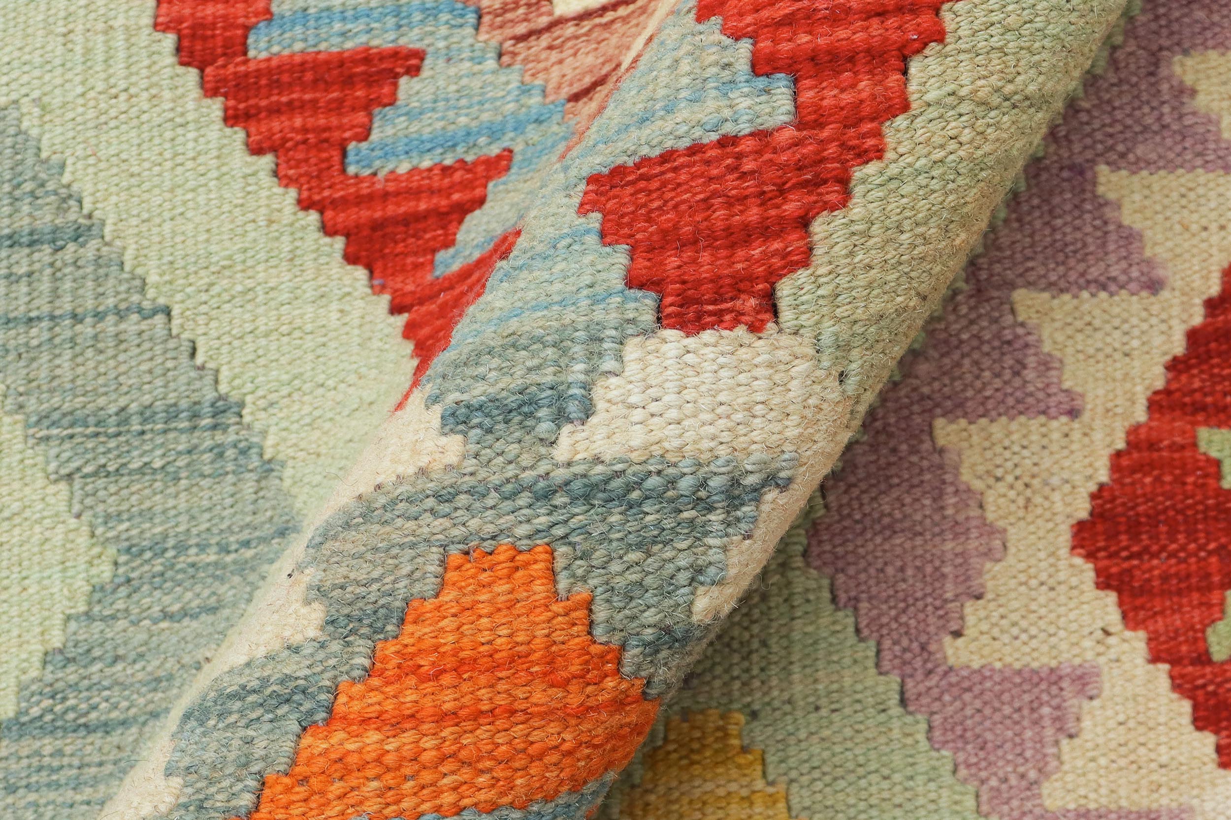 handmade Geometric Kilim Rust Blue Hand-Woven RECTANGLE 100% WOOL area rug 10 x 13