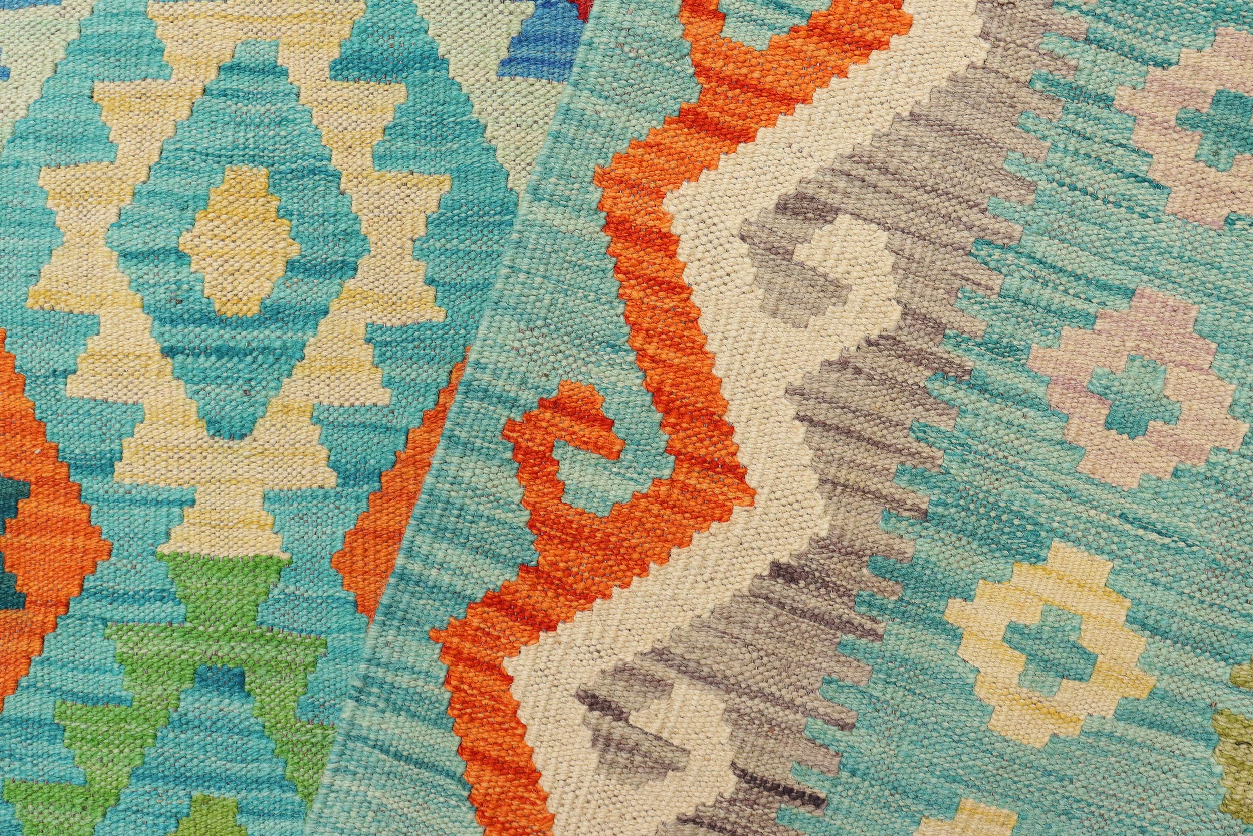 handmade Geometric Kilim Blue Red Hand-Woven RECTANGLE 100% WOOL area rug 9 x 12