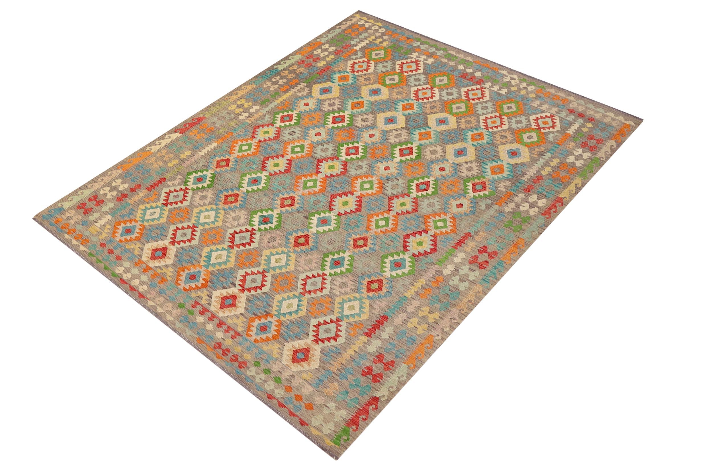 handmade Geometric Kilim Purple Red Hand-Woven RECTANGLE 100% WOOL area rug 9 x 13