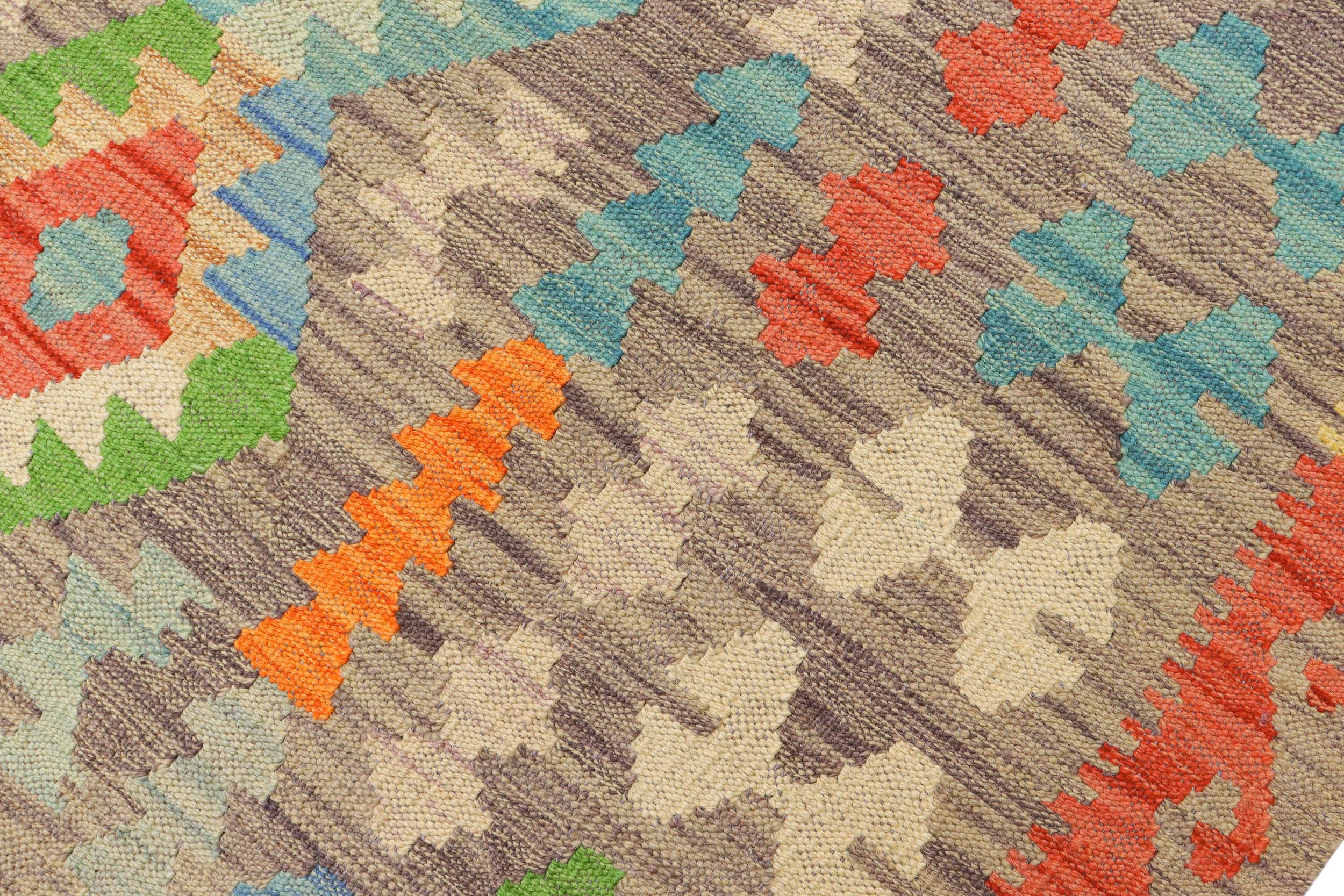 handmade Geometric Kilim Purple Red Hand-Woven RECTANGLE 100% WOOL area rug 9 x 13