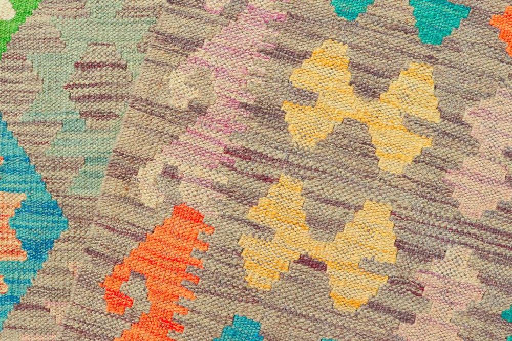 Flat Weave Kilim Antique Navaho Vintage handmade Geometric Kilim Purple Red Hand-Woven Rectangle 100% Wool Area Rug 9x13 