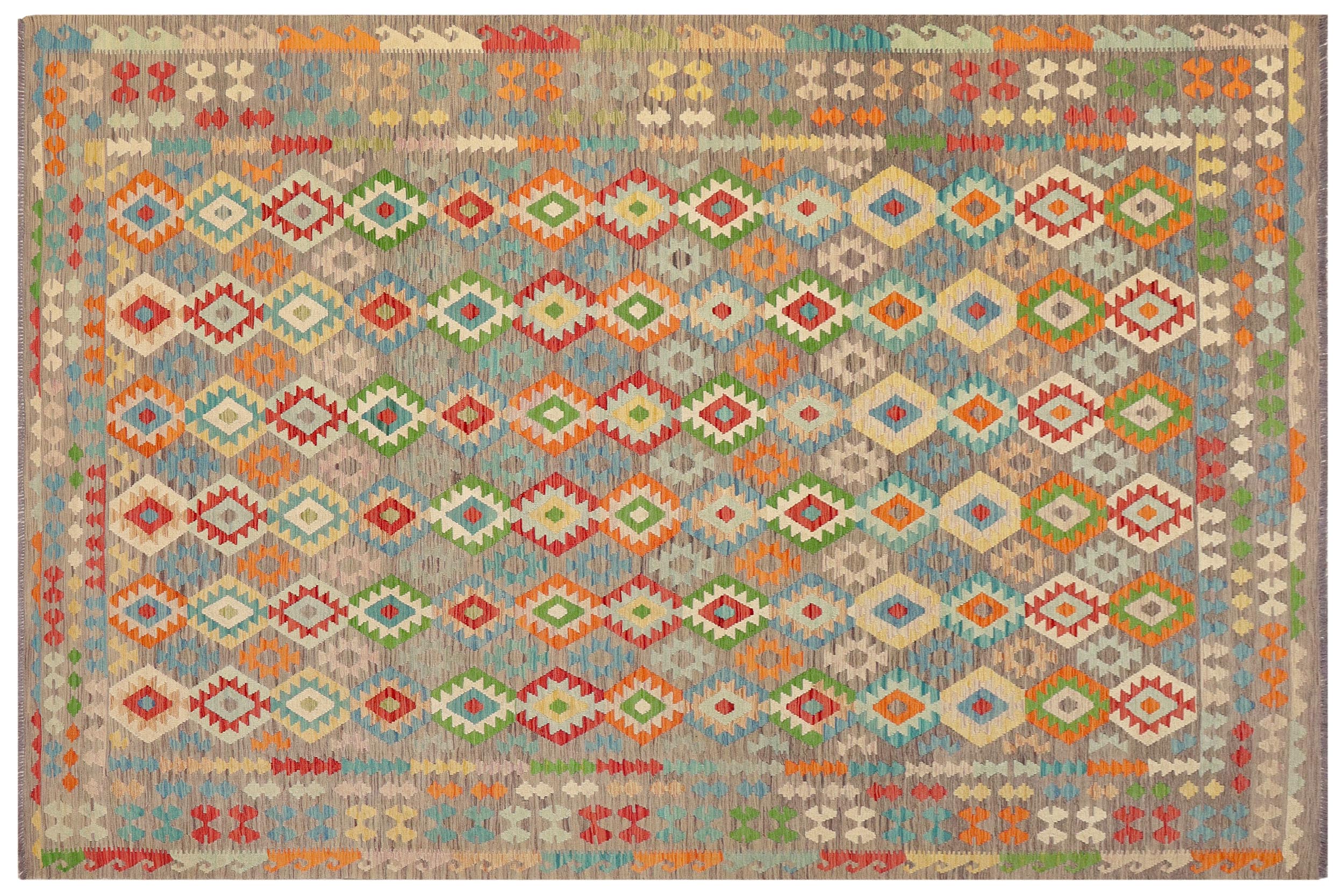 handmade Geometric Kilim Purple Red Hand-Woven RECTANGLE 100% WOOL area rug 9 x 13