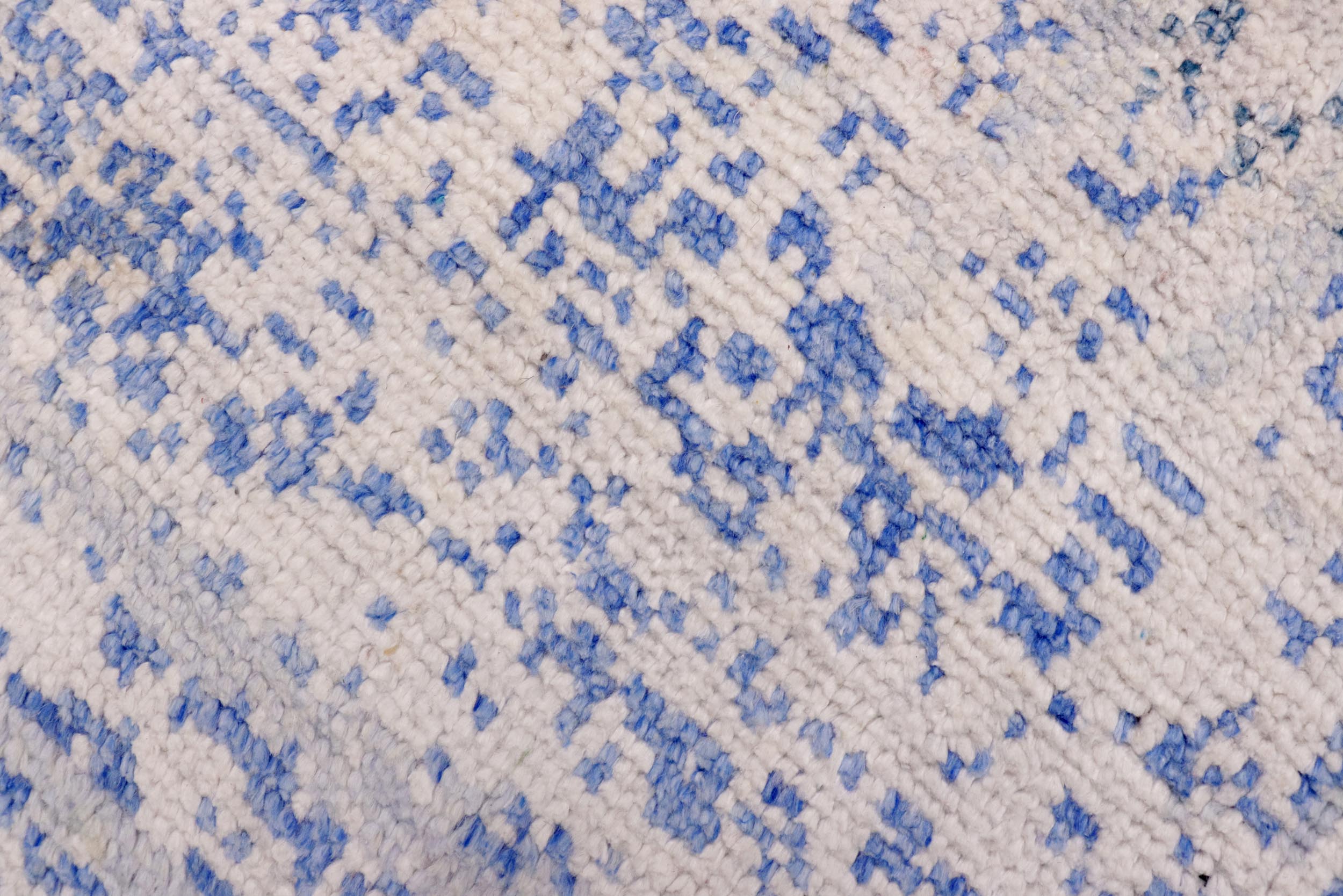 handmade Modern Modern Ivory Blue Hand Knotted RECTANGLE BAMBOO SILK area rug 5' x 8'