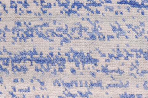 handmade Modern Modern Ivory Blue Hand Knotted RECTANGLE BAMBOO SILK area rug 5' x 8'