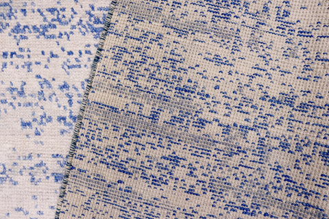 handmade Modern Modern Ivory Blue Hand Knotted RECTANGLE BAMBOO SILK area rug 5' x 8'