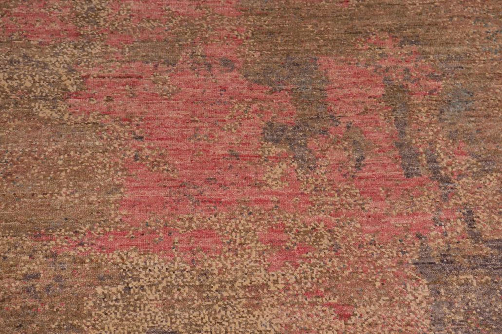 handmade Modern Modern Brown Green Hand Knotted RECTANGLE WOOL&SILK area rug 8X10