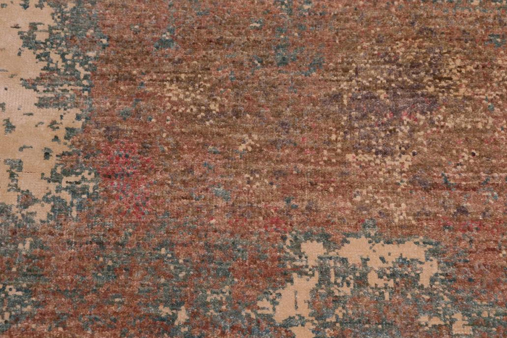 handmade Modern Modern Brown Green Hand Knotted RECTANGLE WOOL&SILK area rug 8X10