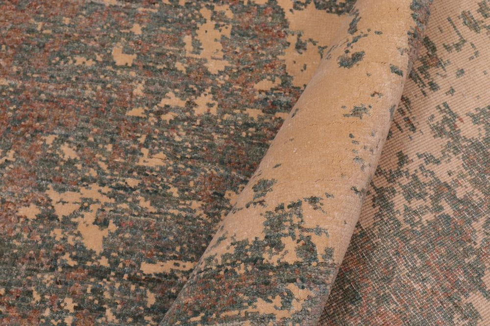 handmade Modern Modern Brown Green Hand Knotted RECTANGLE WOOL&SILK area rug 8X10