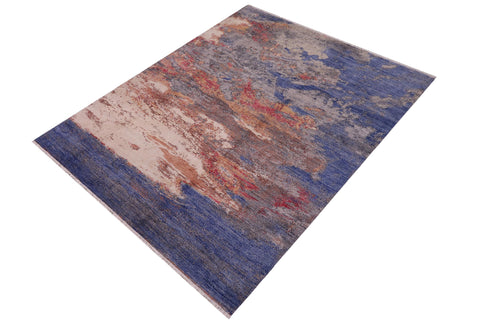 handmade Modern Modern Blue Gray Hand Knotted RECTANGLE BAMBOO SILK area rug 9' x 12'