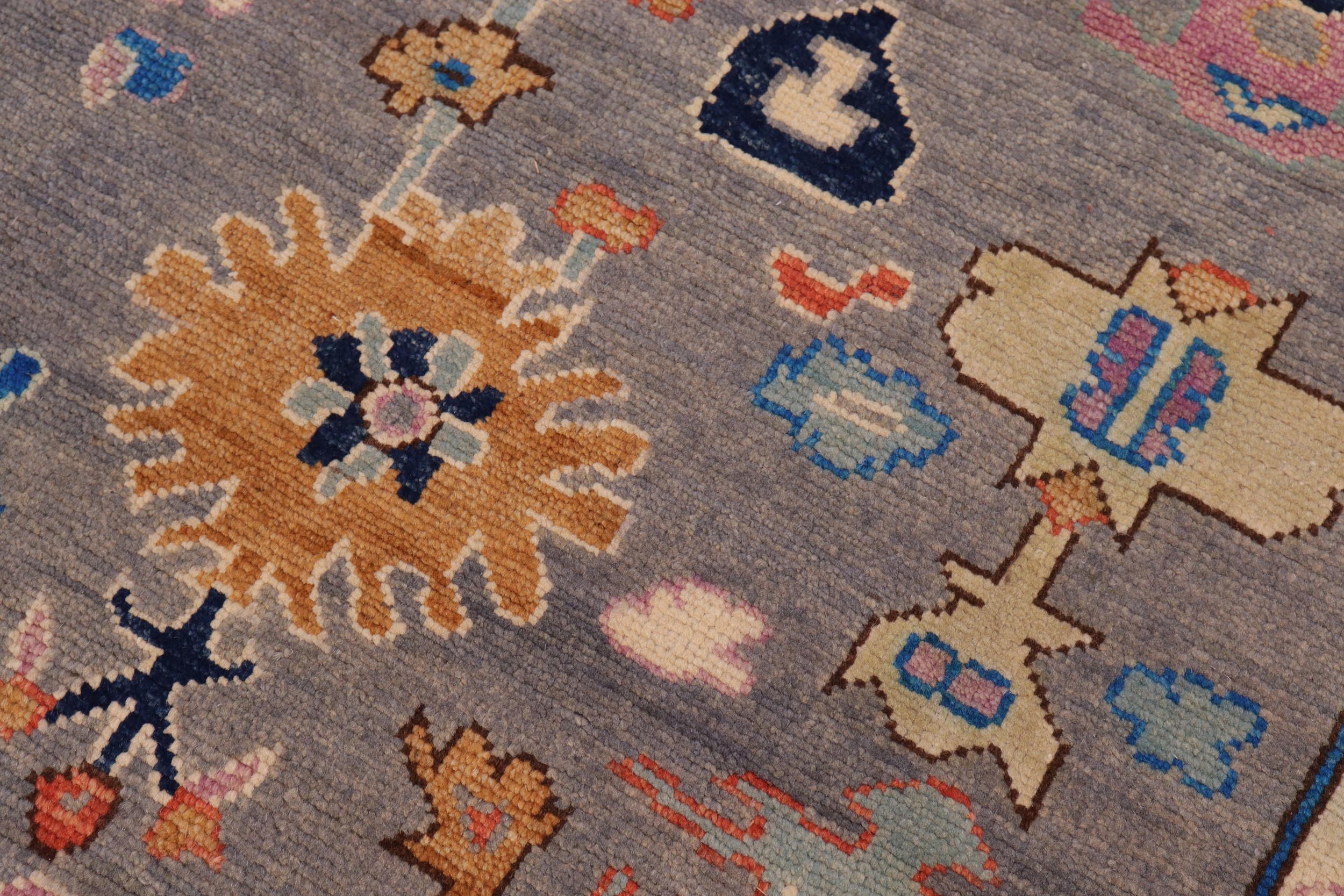 handmade Traditional Oushak Gray Blue Hand Knotted RECTANGLE 100% WOOL area rug 8' x 11'