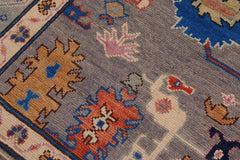 handmade Traditional Oushak Gray Blue Hand Knotted RECTANGLE 100% WOOL area rug 8X11