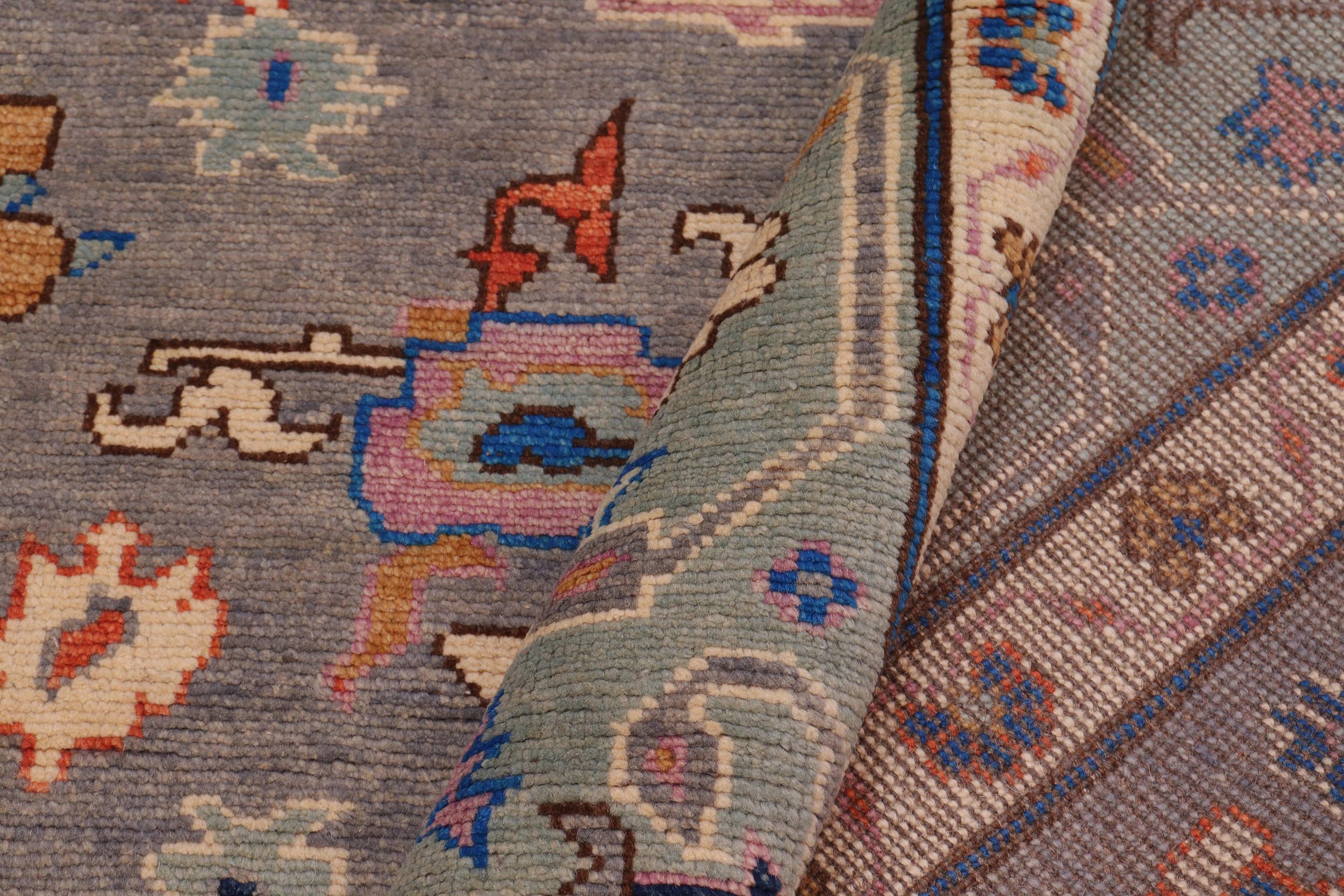 handmade Traditional Oushak Gray Blue Hand Knotted RECTANGLE 100% WOOL area rug 8' x 11'