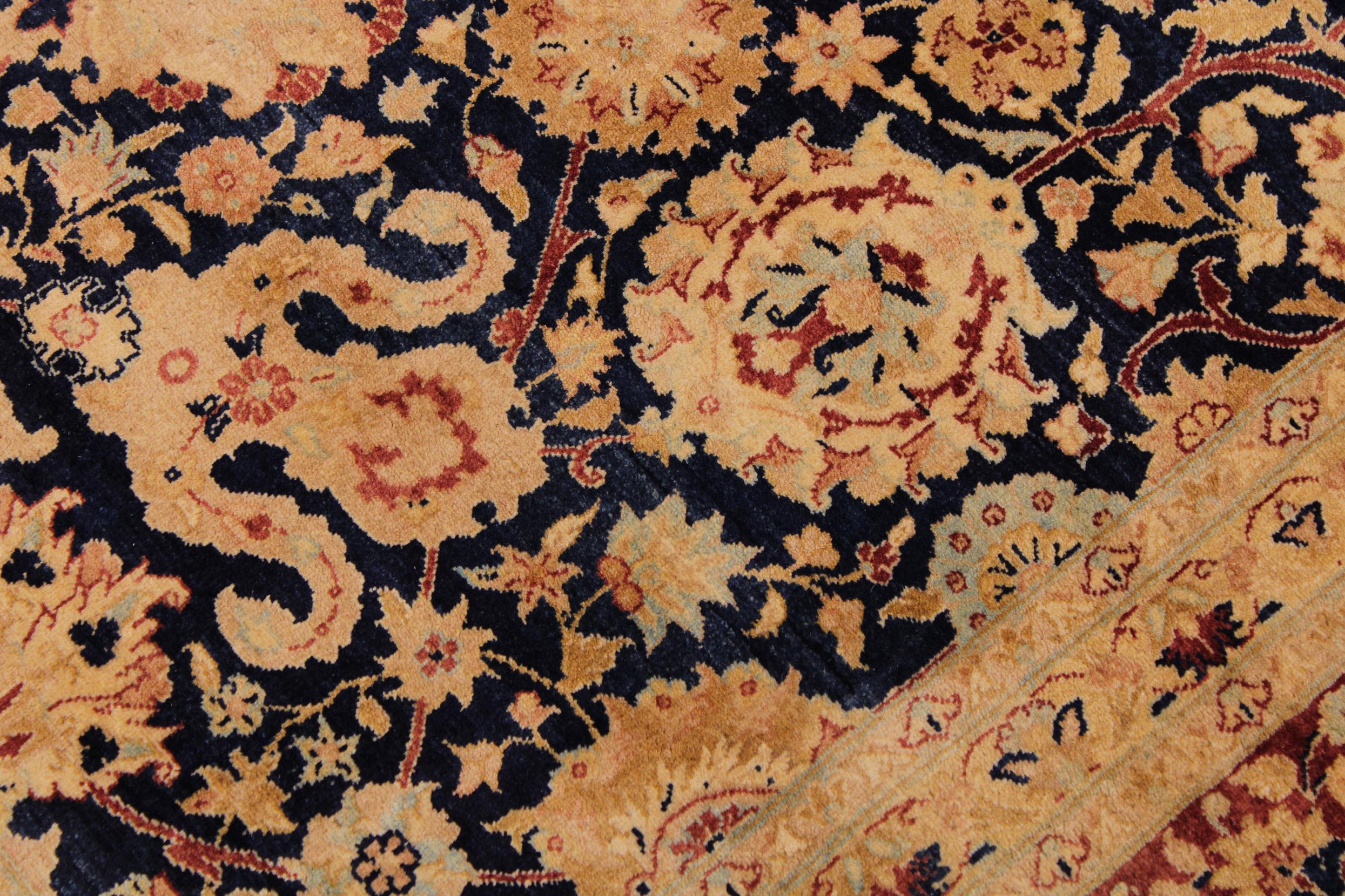 handmade Transitional Tabriz Blue Brown Hand Knotted RECTANGLE 100% WOOL area rug 9x12