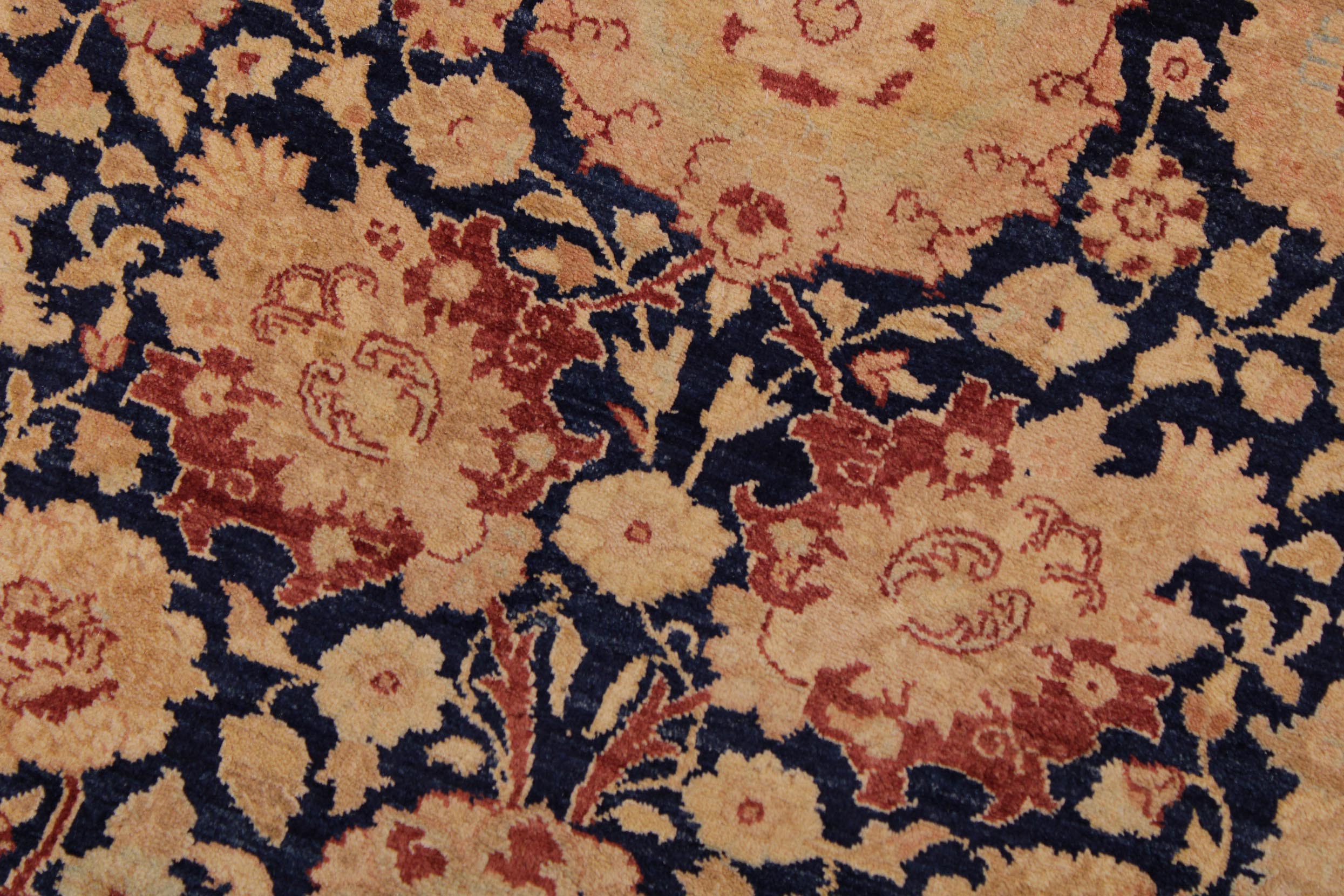handmade Transitional Tabriz Blue Brown Hand Knotted RECTANGLE 100% WOOL area rug 9x12