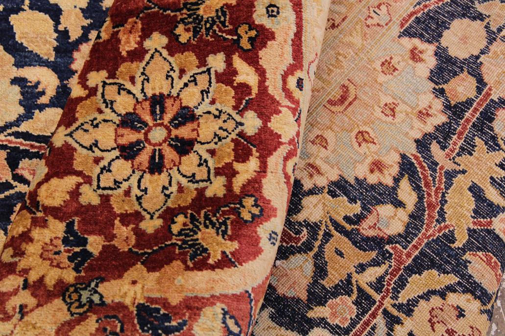 Antique Tabriz Renay Blue/Brown Wool Rug - 9'1'' x 12'2''