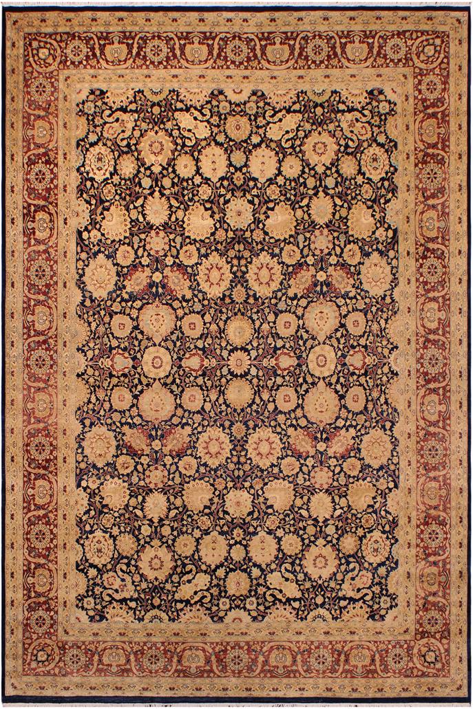 Traditional Tabriz Renay Blue Brown Hand Knotted Area rugs 9 x 12
