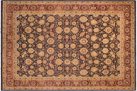 handmade Transitional Tabriz Blue Brown Hand Knotted RECTANGLE 100% WOOL area rug 9 x 12