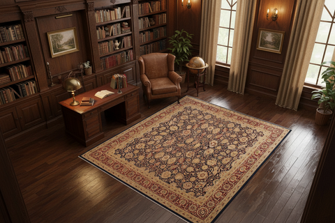 handmade Transitional Tabriz Blue Brown Hand Knotted RECTANGLE 100% WOOL area rug 9 x 12