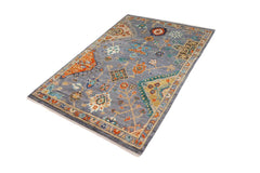 handmade Traditional Oushak Gray Blue Hand Knotted RECTANGLE 100% WOOL area rug 5X8