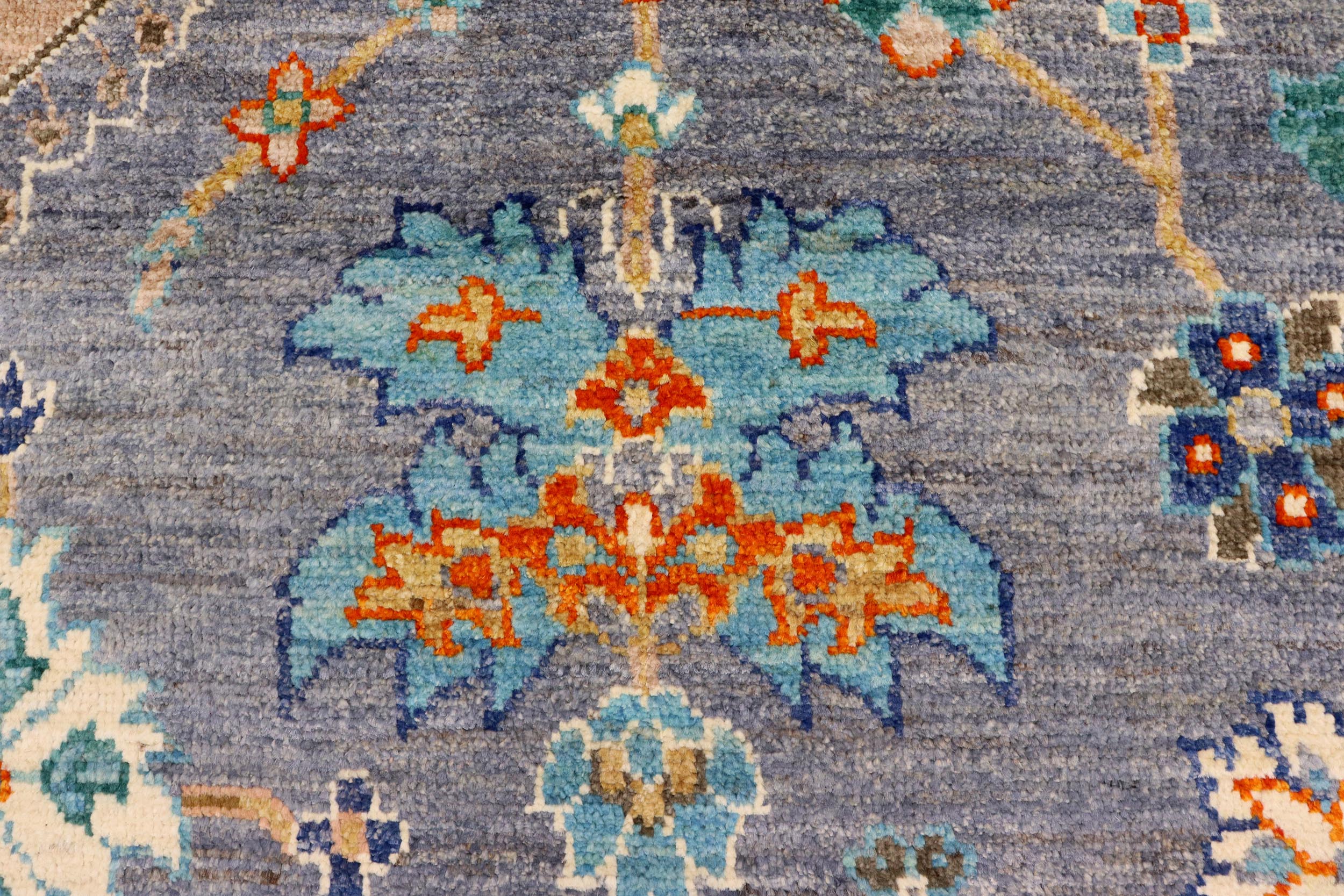 handmade Traditional Oushak Gray Blue Hand Knotted RECTANGLE 100% WOOL area rug 5' x 8'