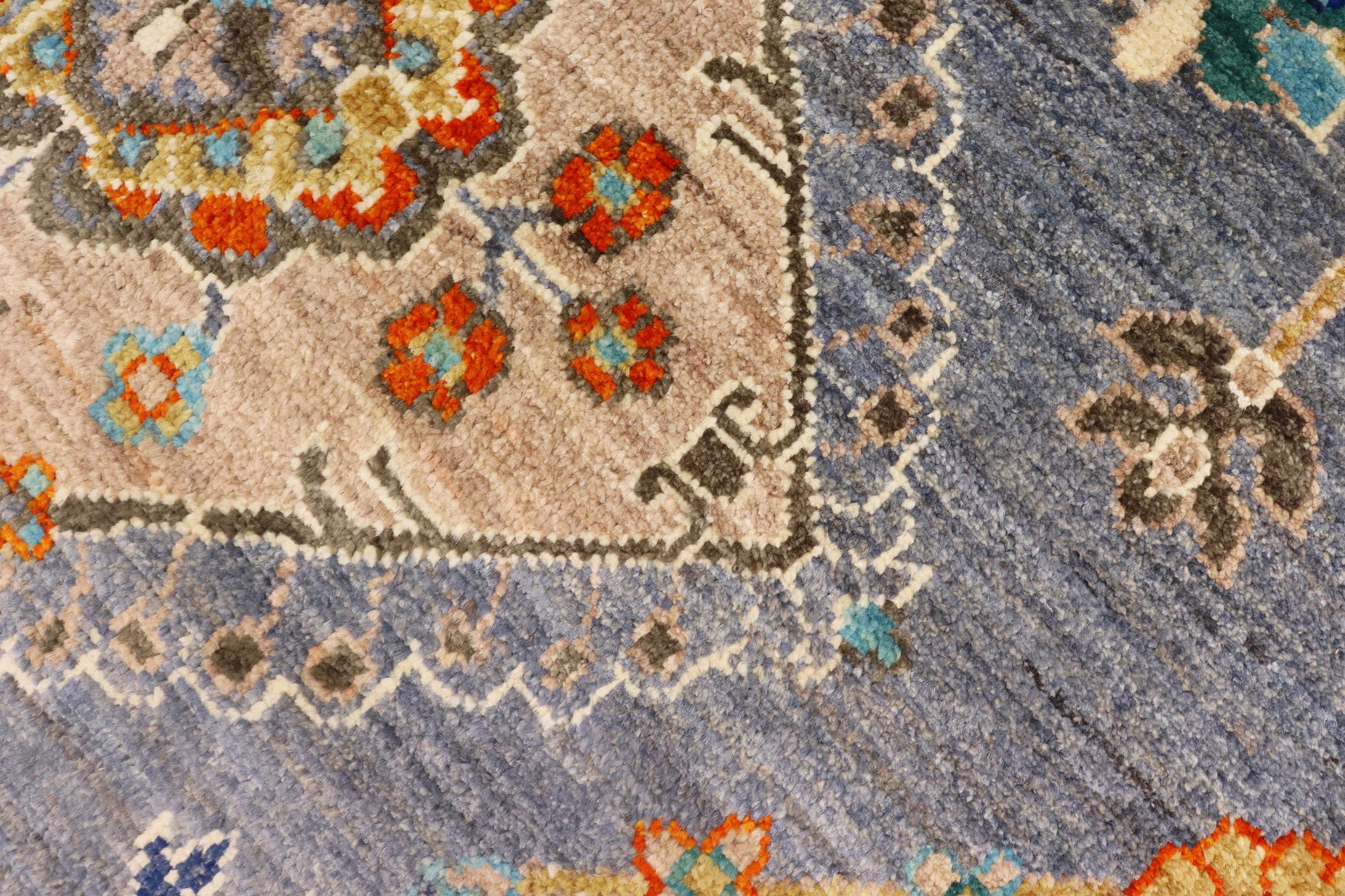 handmade Traditional Oushak Gray Blue Hand Knotted RECTANGLE 100% WOOL area rug 5' x 8'