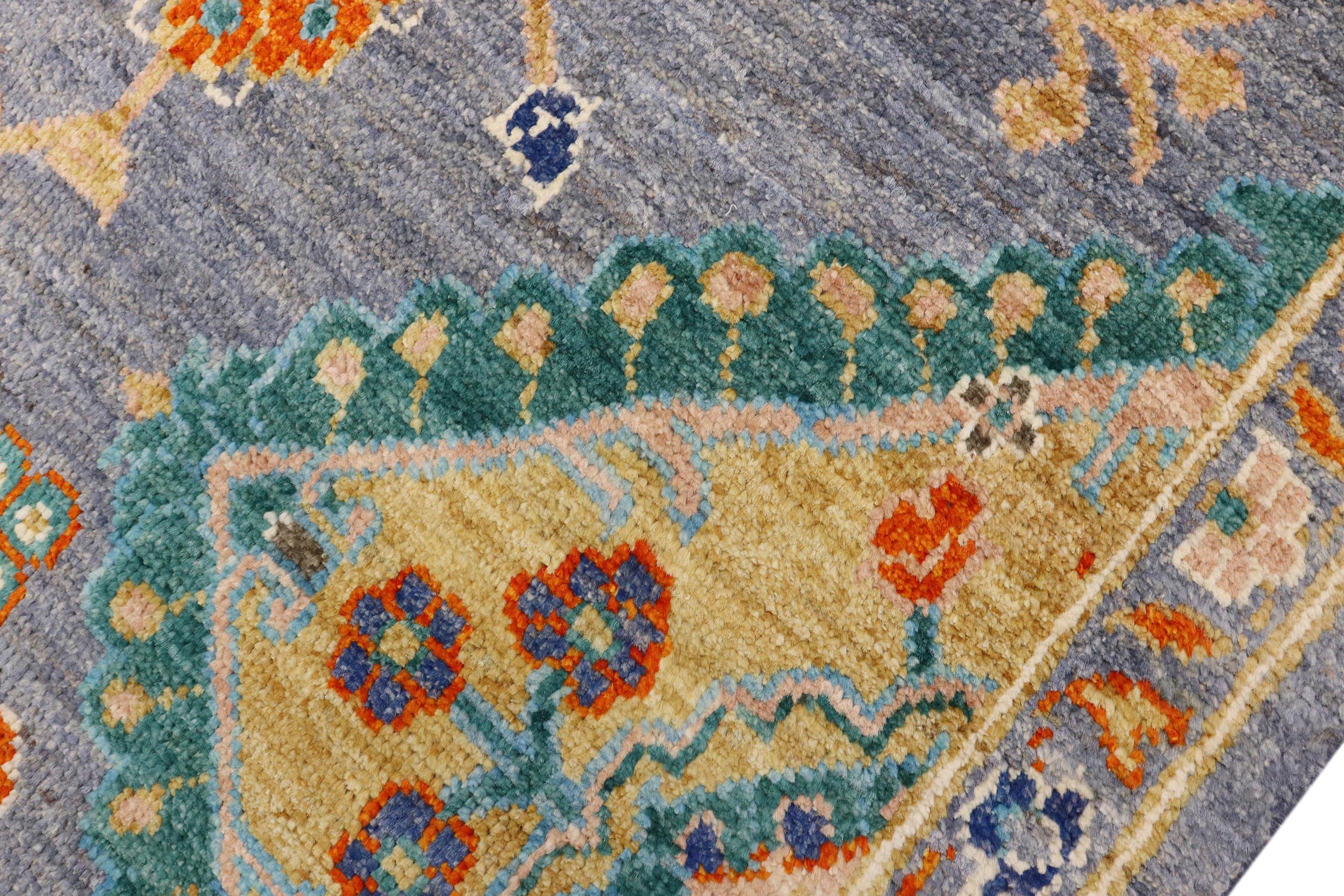 handmade Traditional Oushak Gray Blue Hand Knotted RECTANGLE 100% WOOL area rug 5' x 8'