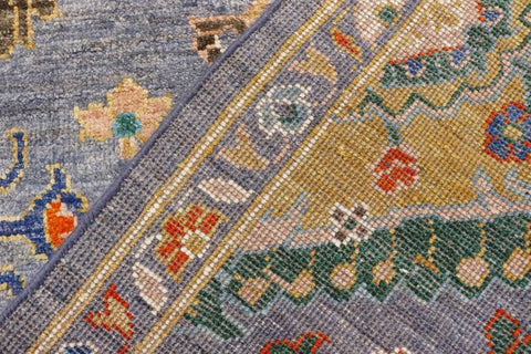 handmade Traditional Oushak Gray Blue Hand Knotted RECTANGLE 100% WOOL area rug 5' x 8'
