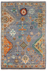 handmade Traditional Oushak Gray Blue Hand Knotted RECTANGLE 100% WOOL area rug 5X8