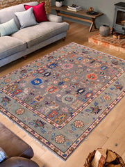 handmade Traditional Oushak Gray Green Hand Knotted RECTANGLE 100% WOOL area rug 5X7