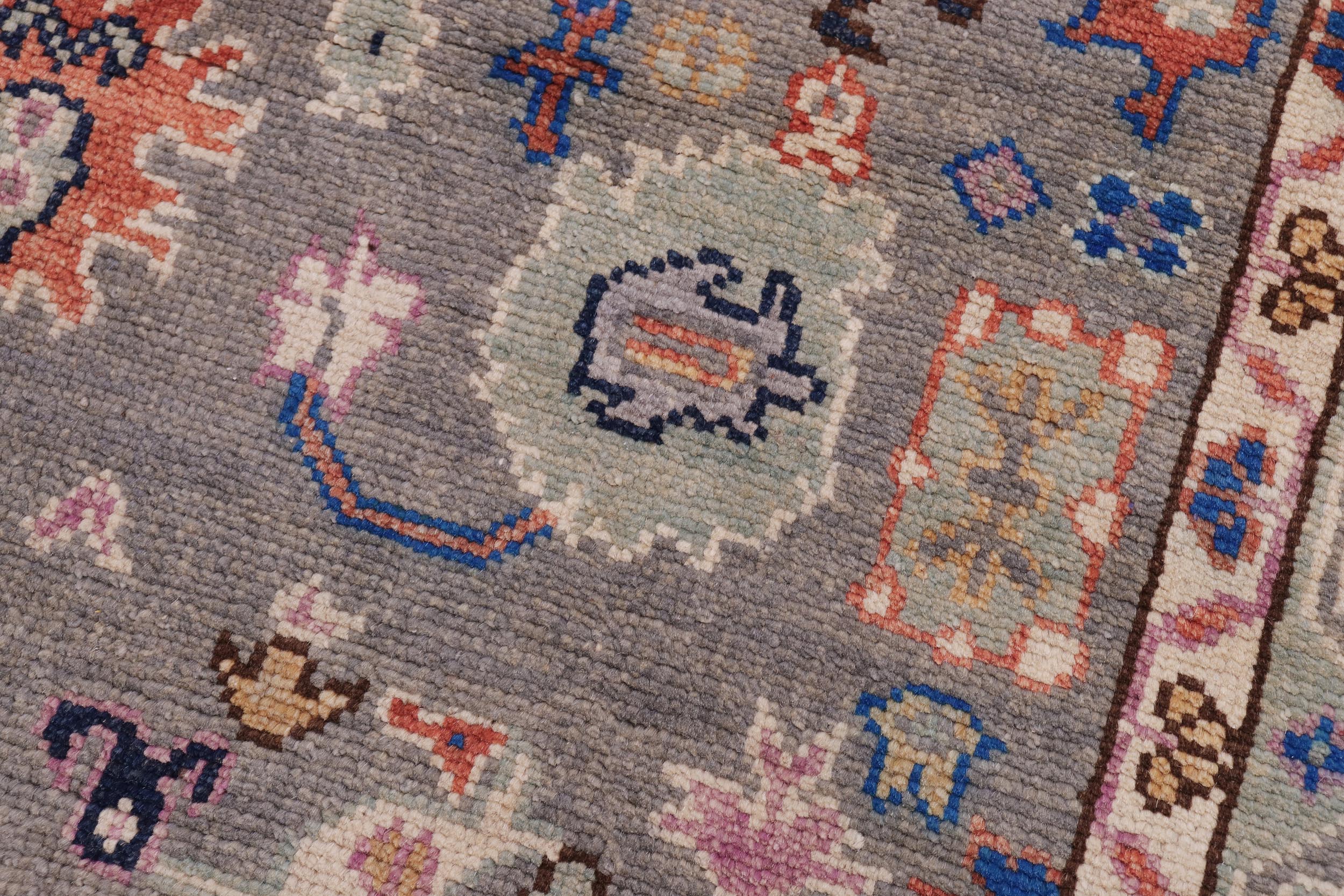 handmade Traditional Oushak Gray Green Hand Knotted RECTANGLE 100% WOOL area rug 5' x 7'
