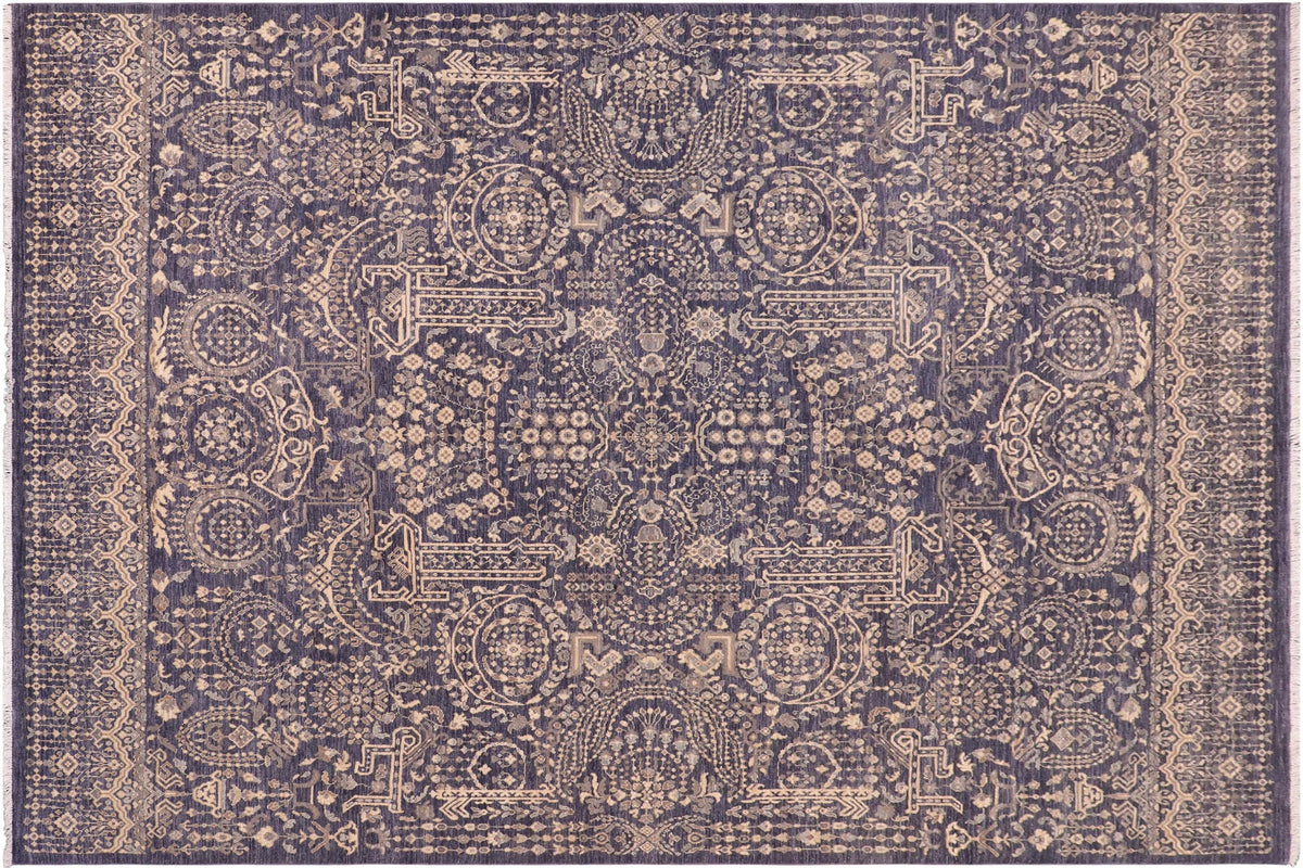handmade Transitional Kafkaz Gray Beige Hand Knotted RECTANGLE 100% WOOL area rug 8' x 11'