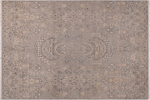 handmade Modern Kafkaz Blue Gray Hand Knotted RECTANGLE 100% WOOL area rug 8' x 10'