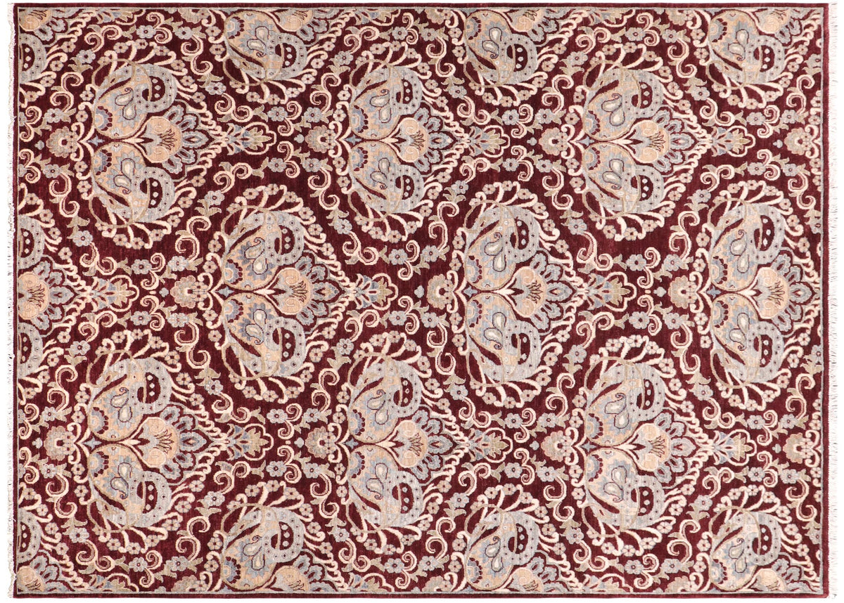 handmade Modern Kafkaz Red Blue Hand Knotted RECTANGLE 100% WOOL area rug 8' x 10'