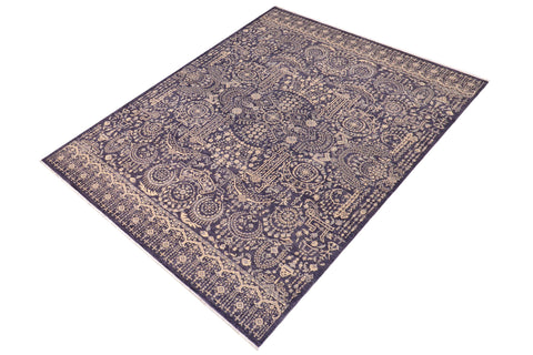 handmade Transitional Kafkaz Blue Gray Hand Knotted RECTANGLE 100% WOOL area rug 9' x 12'