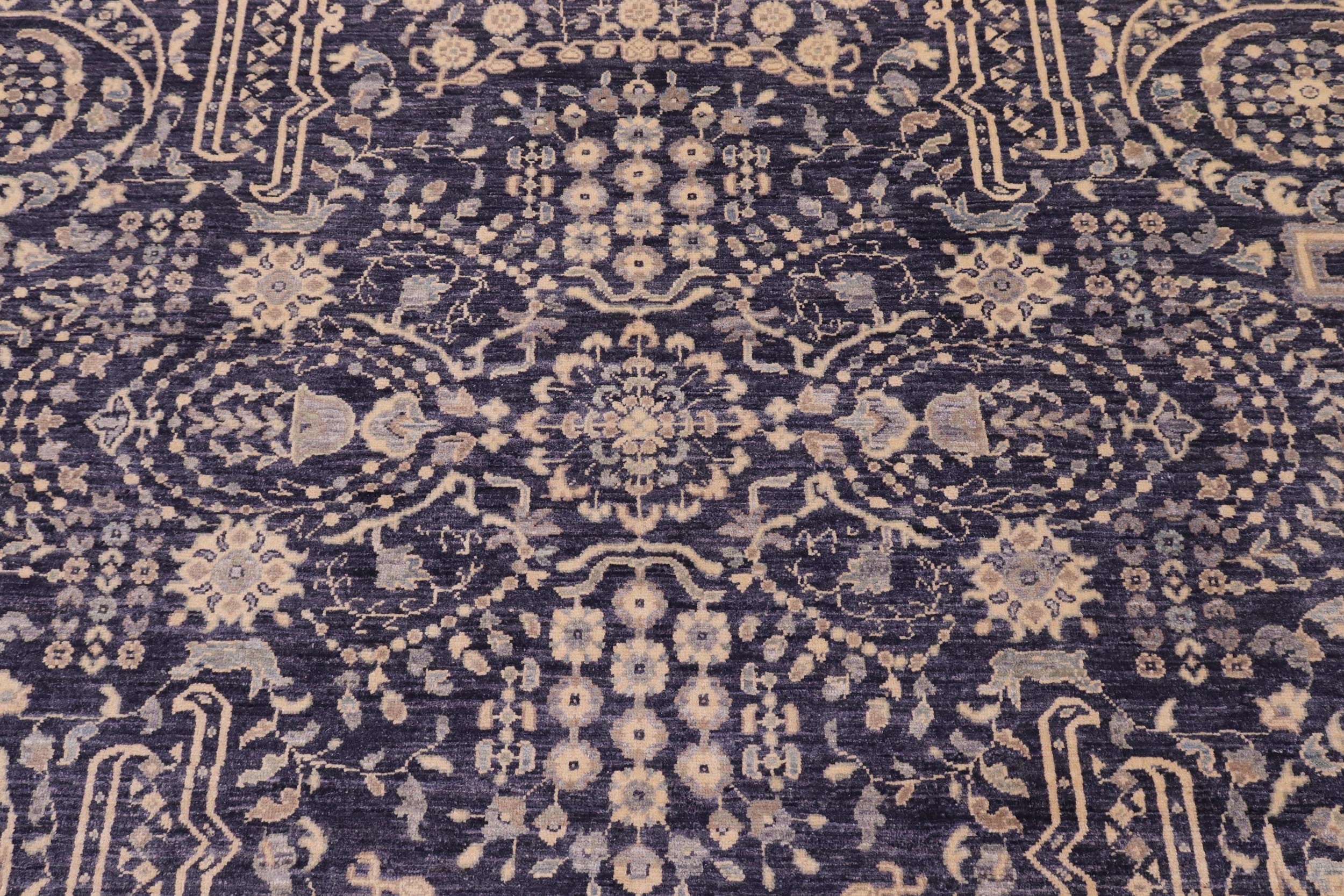 handmade Transitional Kafkaz Blue Gray Hand Knotted RECTANGLE 100% WOOL area rug 9' x 12'