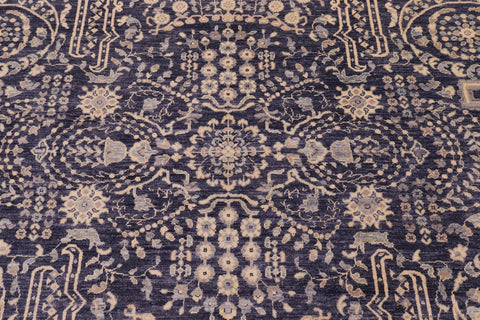 handmade Transitional Kafkaz Blue Gray Hand Knotted RECTANGLE 100% WOOL area rug 9' x 12'