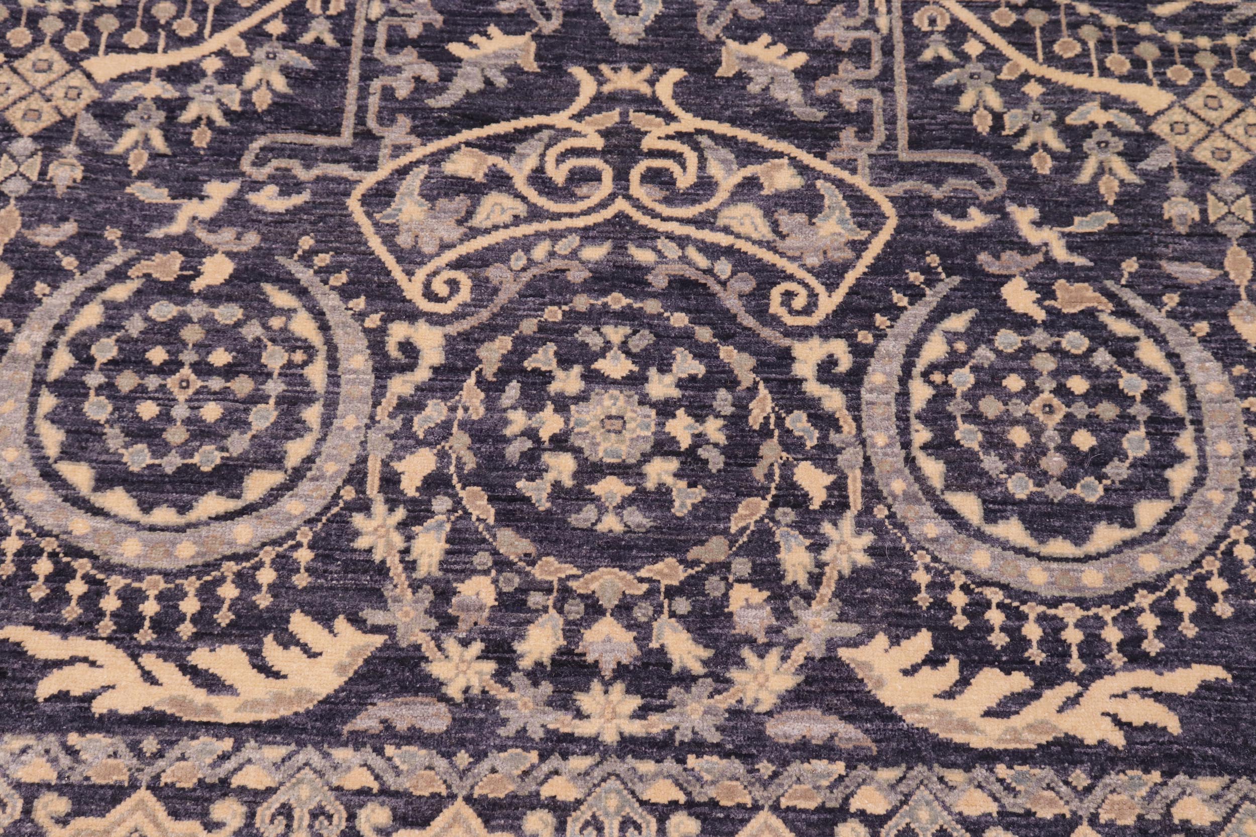 handmade Transitional Kafkaz Blue Gray Hand Knotted RECTANGLE 100% WOOL area rug 9' x 12'