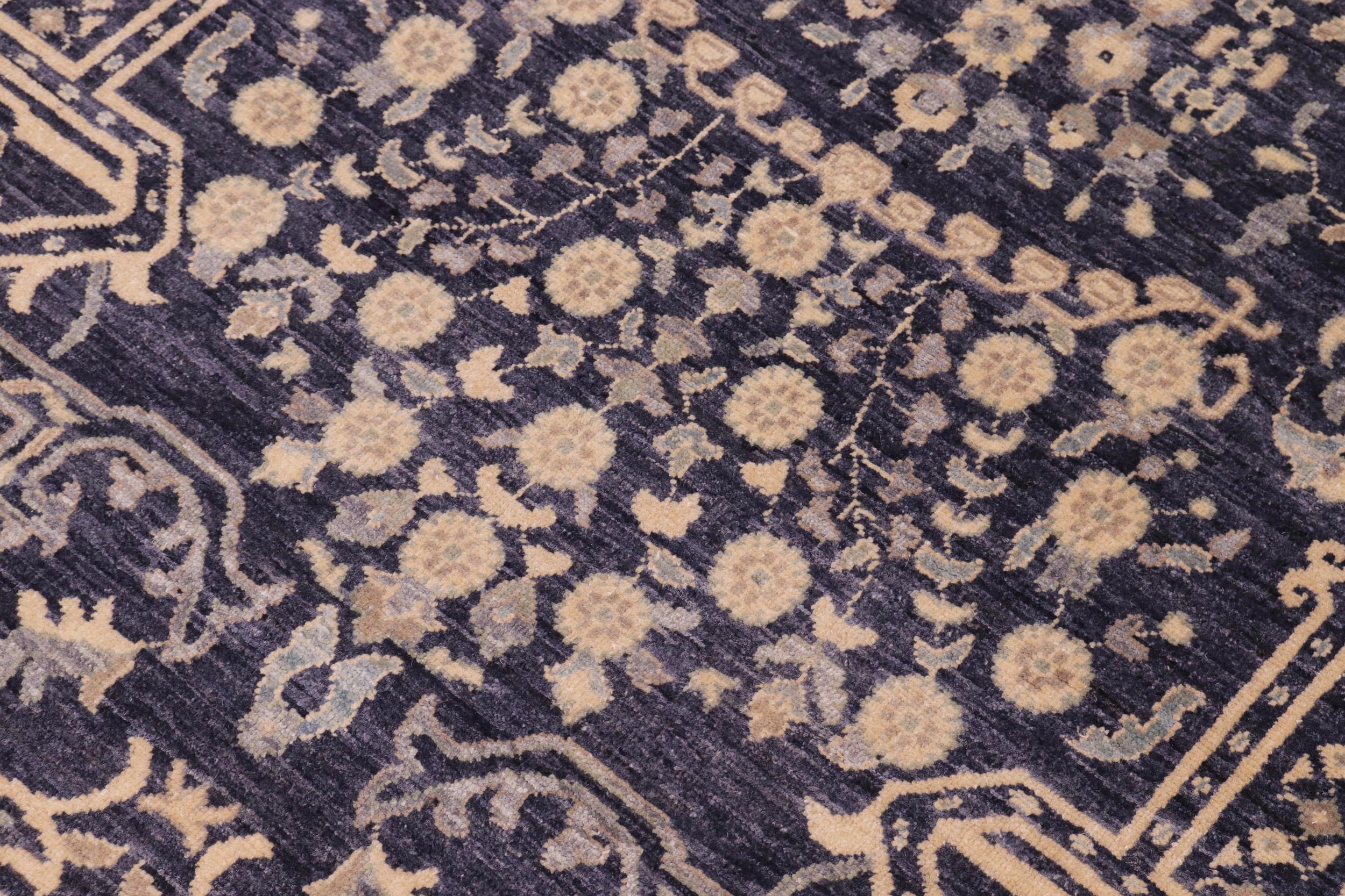 handmade Transitional Kafkaz Blue Gray Hand Knotted RECTANGLE 100% WOOL area rug 9' x 12'