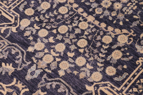 handmade Transitional Kafkaz Blue Gray Hand Knotted RECTANGLE 100% WOOL area rug 9' x 12'