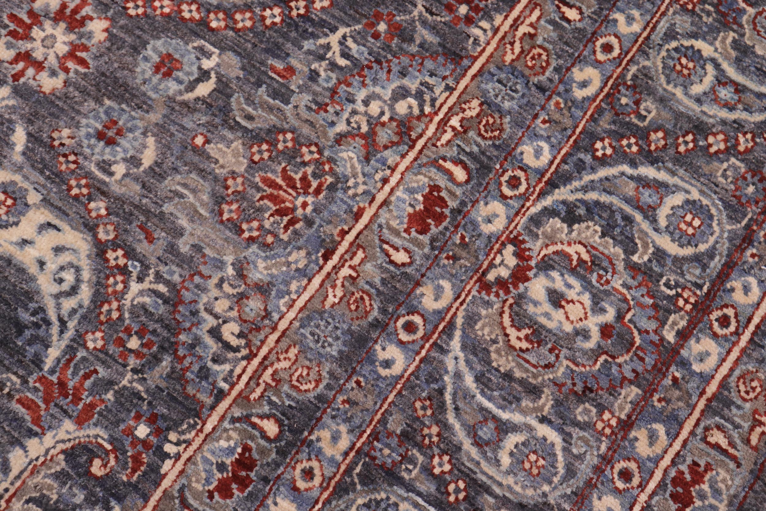 handmade Transitional Kafkaz Gray Blue Hand Knotted SQUARE 100% WOOL area rug 8' x 9'