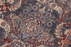 handmade Transitional Kafkaz Gray Blue Hand Knotted SQUARE 100% WOOL area rug 8X9