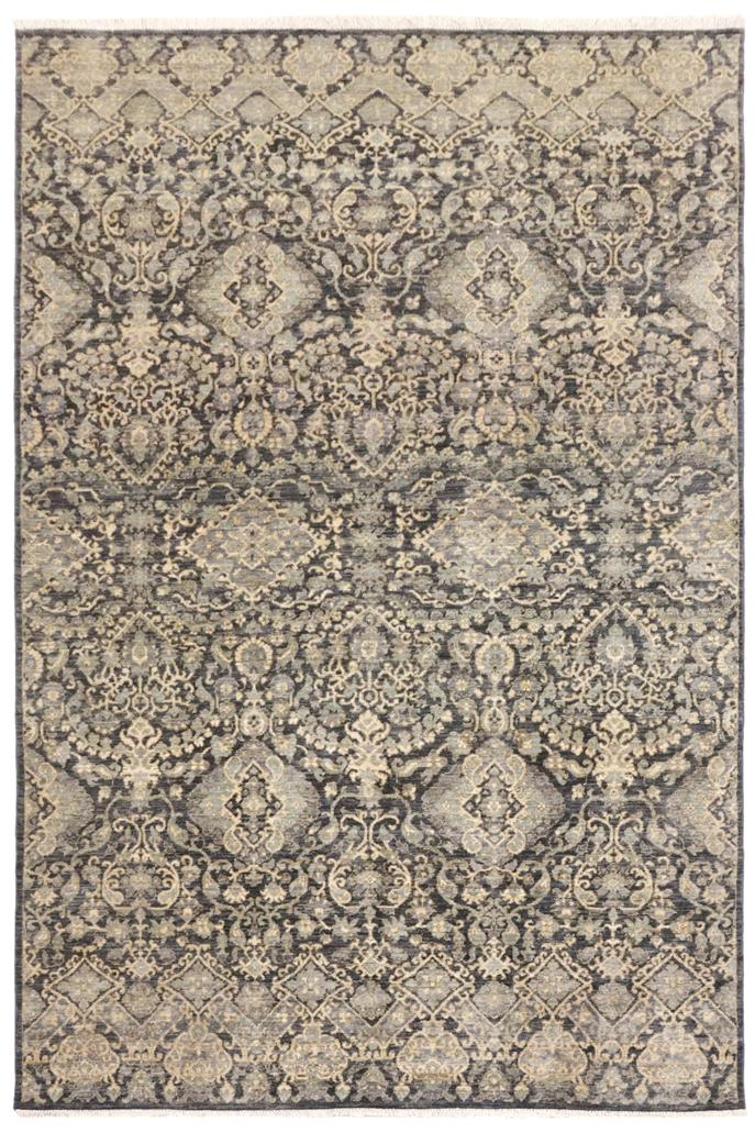 handmade Transitional Kafkaz Gray Blue Hand Knotted RECTANGLE 100% WOOL area rug 5X8
