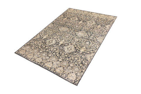handmade Transitional Kafkaz Gray Blue Hand Knotted RECTANGLE 100% WOOL area rug 5' x 8'
