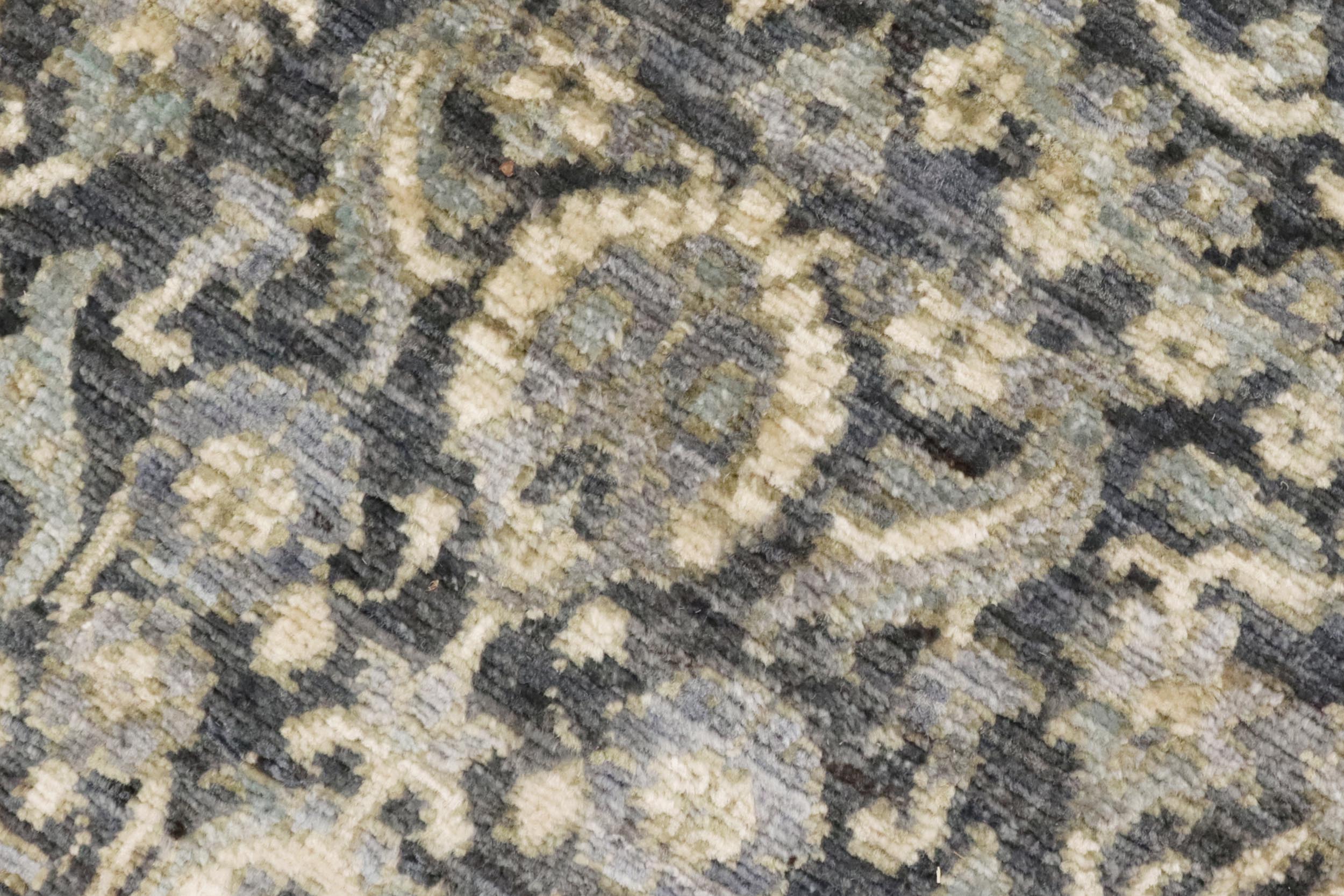 handmade Transitional Kafkaz Gray Blue Hand Knotted RECTANGLE 100% WOOL area rug 5' x 8'