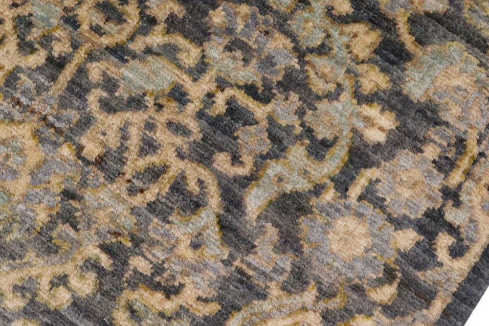 handmade Transitional Kafkaz Gray Blue Hand Knotted RECTANGLE 100% WOOL area rug 5X8