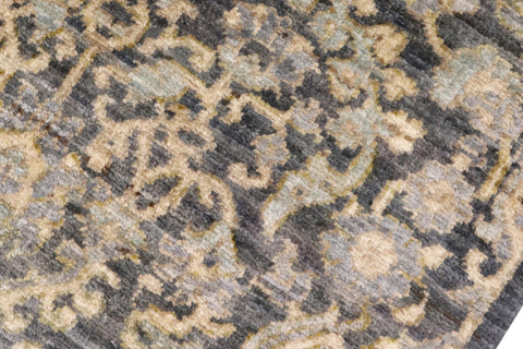 handmade Transitional Kafkaz Gray Blue Hand Knotted RECTANGLE 100% WOOL area rug 5' x 8'