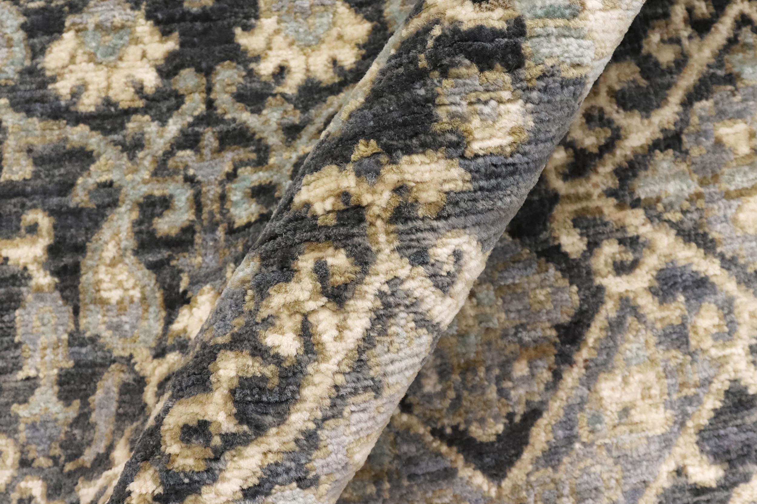 handmade Transitional Kafkaz Gray Blue Hand Knotted RECTANGLE 100% WOOL area rug 5' x 8'